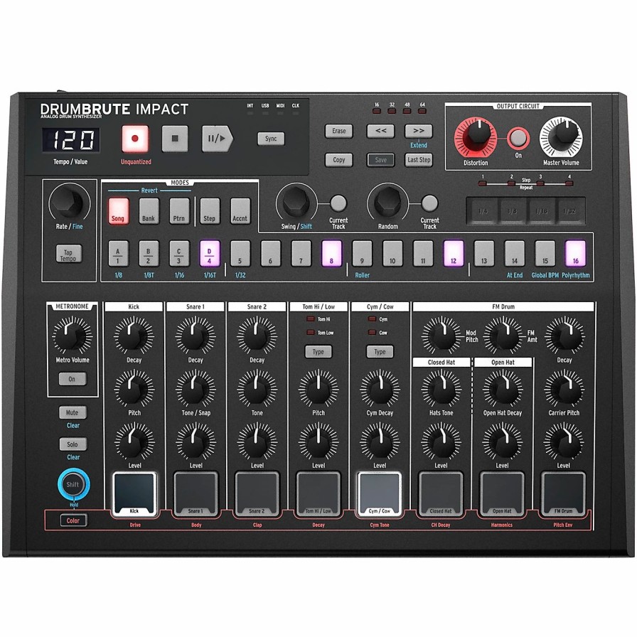 Electronic Drums * | Best Sale Arturia Arturia Drumbrute Impact Analog Drum Machine Noir Edition