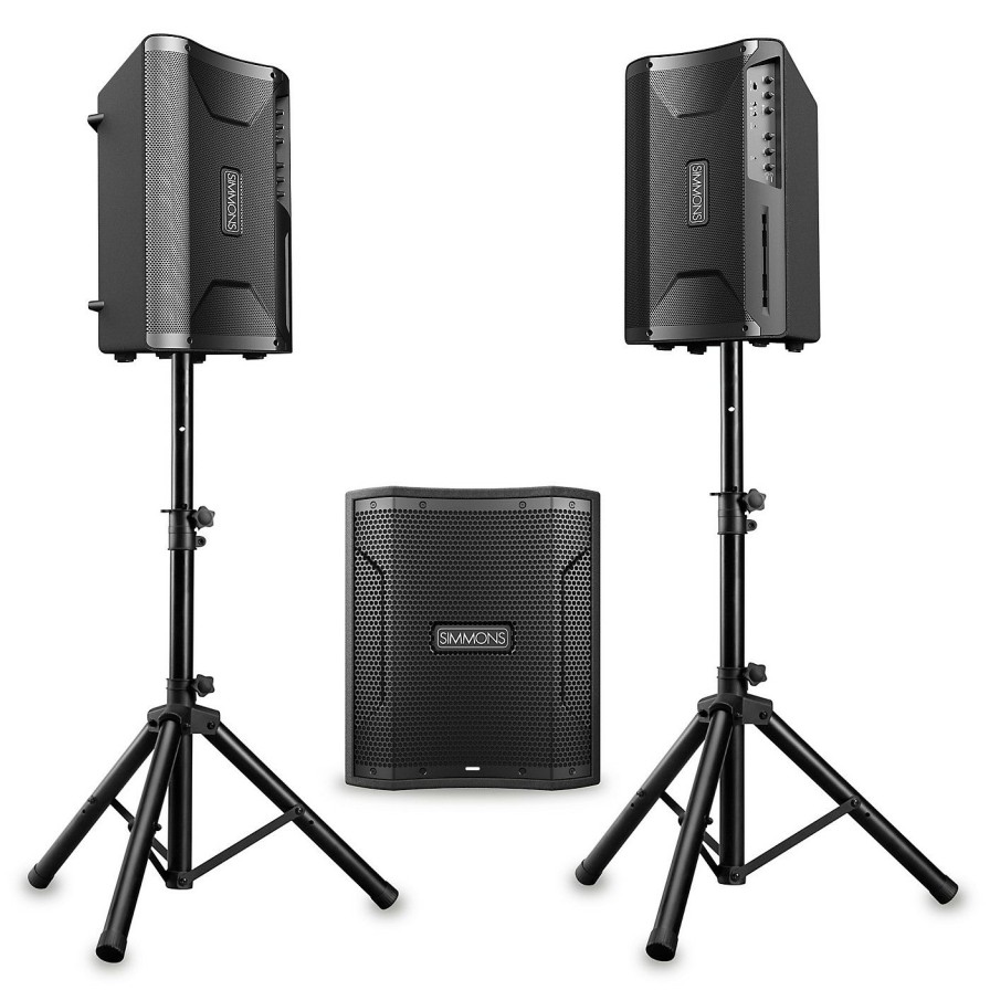 Electronic Drums * | Best Reviews Of Simmons Simmons Da2110 Drum Amp And Da12S Subwoofer Bundle With Speaker Stands & Cables