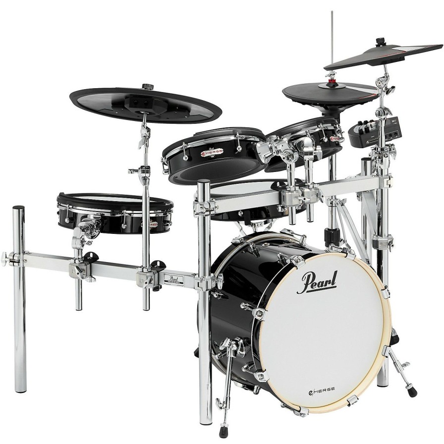 Electronic Drums * | Deals Pearl Pearl E/Merge E/Hybrid Electronic Drum Set Powered By Korg Jet Black