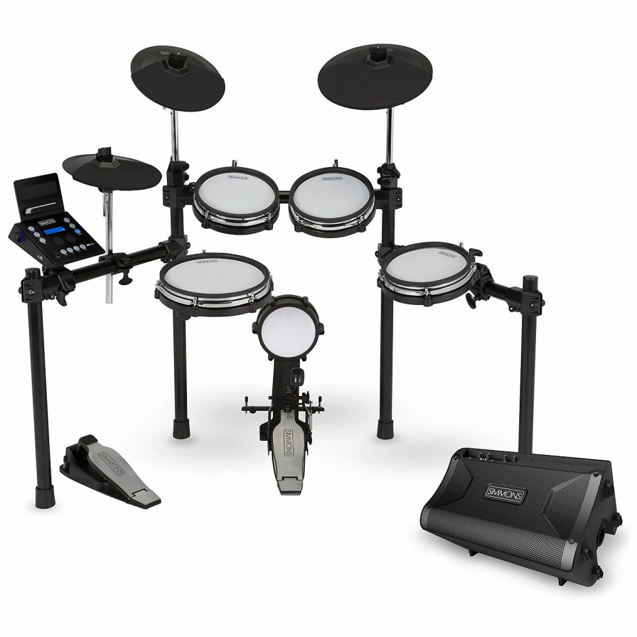 Electronic Drums * | Flash Sale Simmons Simmons Sd600 Electronic Drum Kit With Mesh Pads, Bluetooth And Da2108 Drum Set Monitor