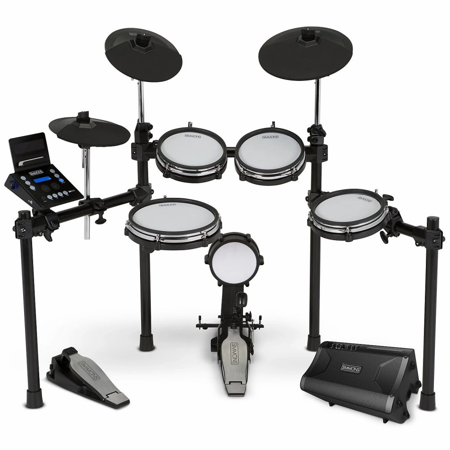 Electronic Drums * | Wholesale Simmons Simmons Sd600 Electronic Drum Kit With Mesh Pads, Bluetooth And Da2110 Drum Set Monitor