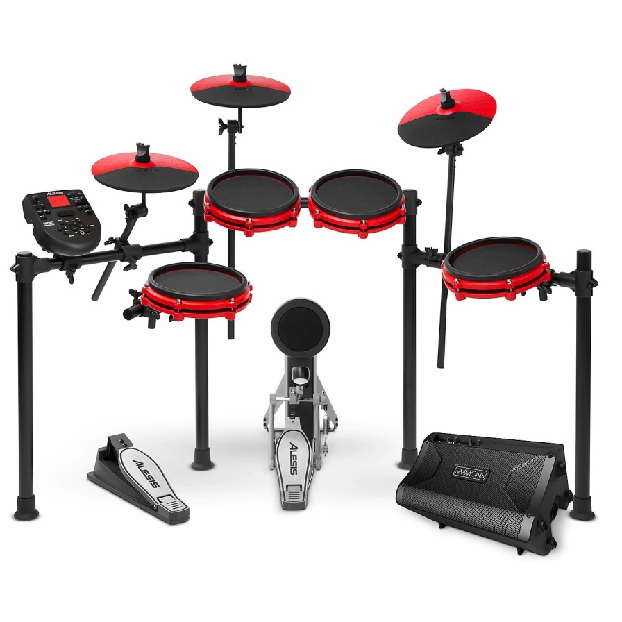 Electronic Drums * | Promo Alesis Alesis Nitro Mesh Special Edition Electronic Drum Kit With Mesh Pads And Simmons Da2108 Drum Set Monitor